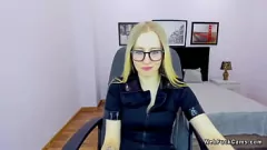 Play Euro Blonde Beauty in Glasses Showing Off Small Tits on Webcam