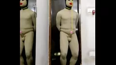 Play Bondage Zentai Fantasy: Dominating Femdom Walks with Penis Cage