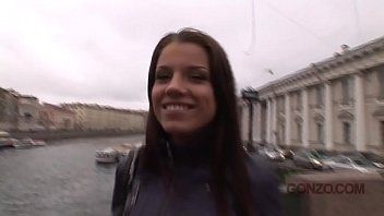 Play Brunette hanging on the street and anal penetrated at home